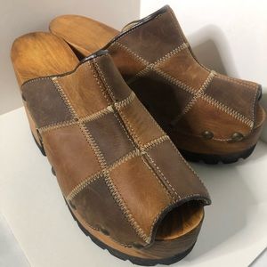 Sandals with Wooden Base and Lug Soles